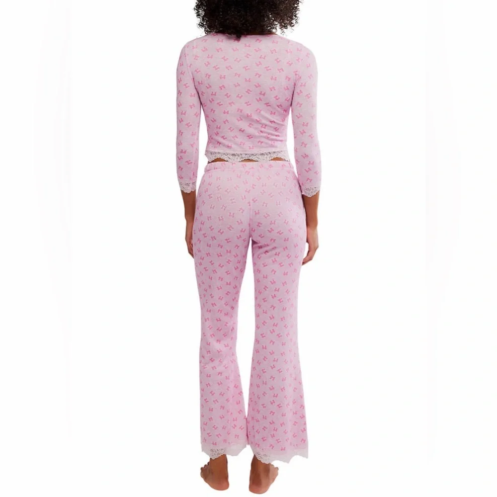 Free People Women's Stolen Dance Classic Fit Pajama Set Candy Lilac Combo Small